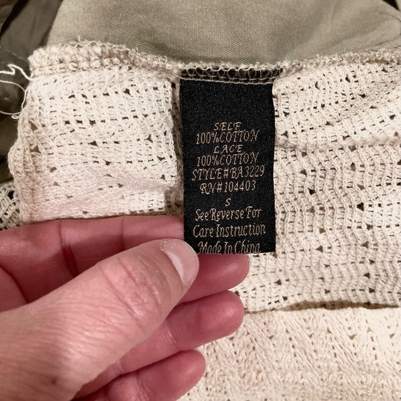 Blu Pepper Lightweight Drawstring Crochet Back Jacket, Sz S, Tan - Picture 5 of 11